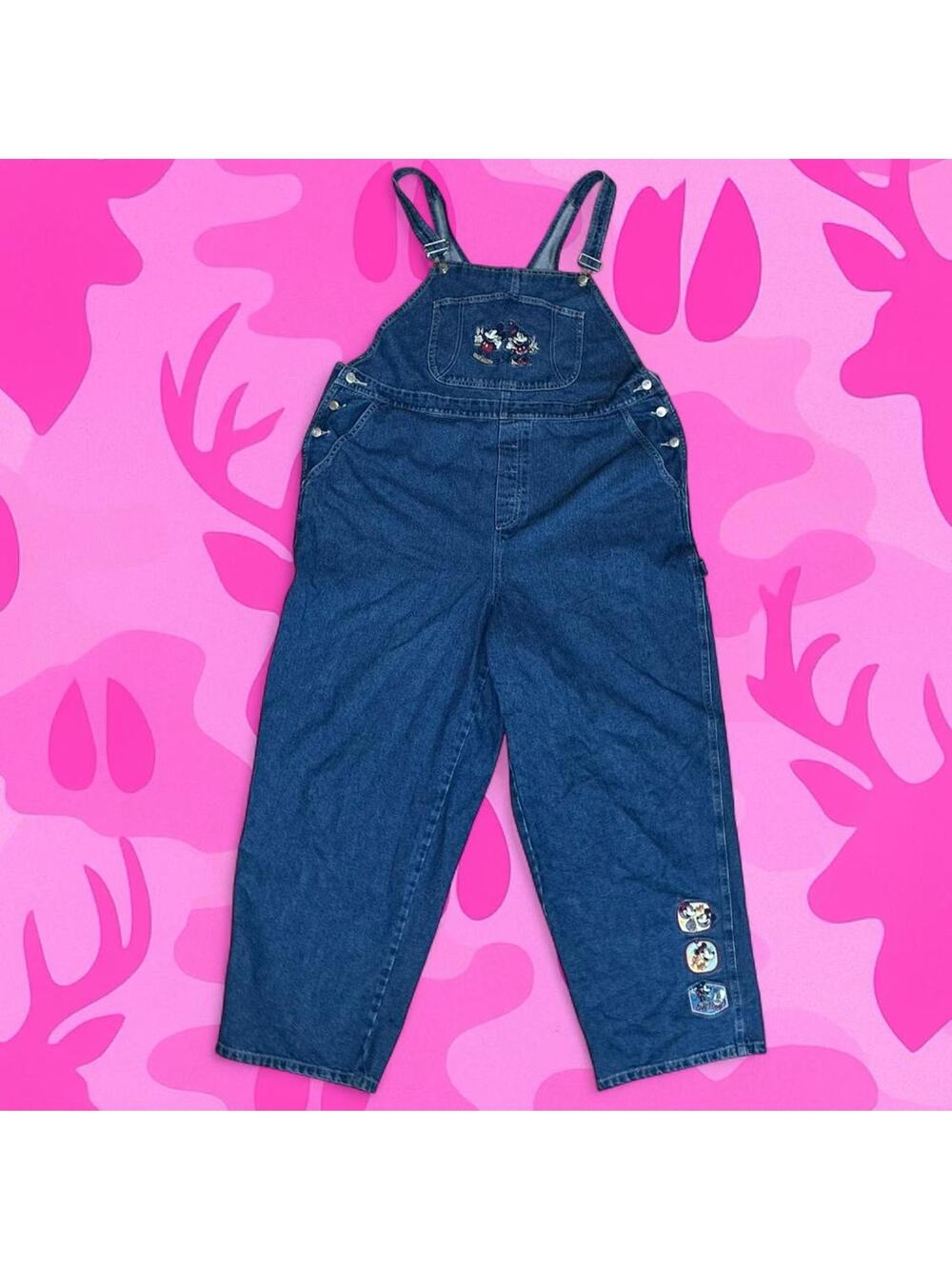 Vintage 90s The Disney Store Mickey Mouse Denim Overalls XXL